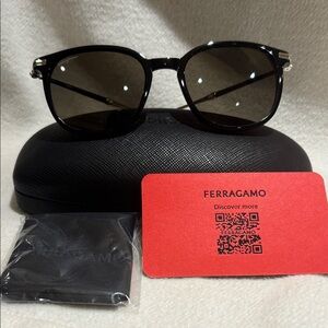 Salvatore Ferragamo Black Sunglasses with Silver Details Brand New Authentic